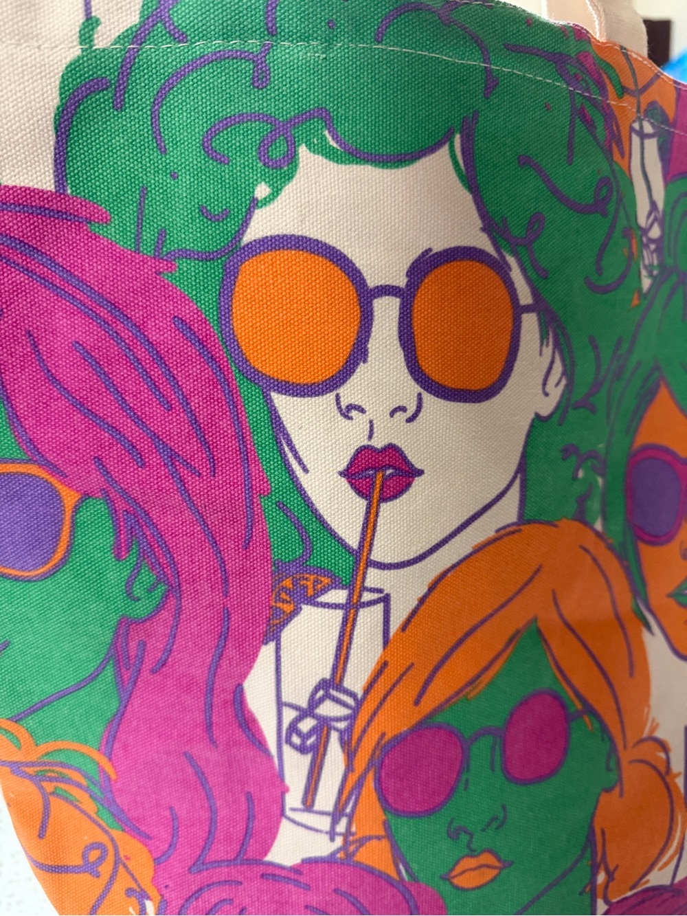 Pop art canvas tote bag boho chic style - Picture 3 of 10